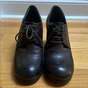 Strategia Block Heel Lace-up Brown Pumps Made in Italy like new